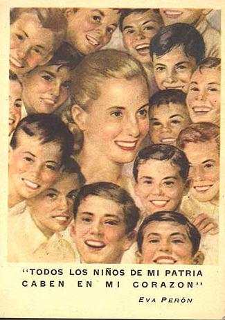 POSTAL DE EVITA CON NIÑOS