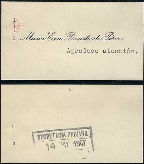TARJETA PERSONAL DE EVITA