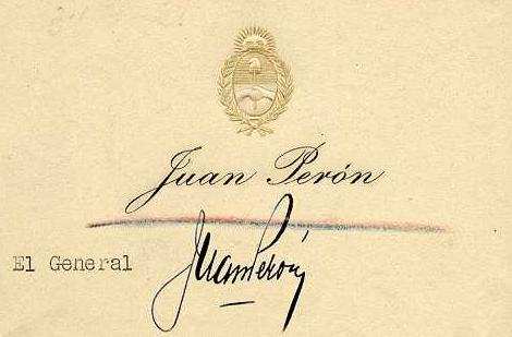 TARJETA DE PERON